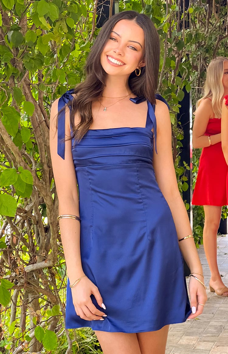 Azira Navy Tie Mini Dress — 1