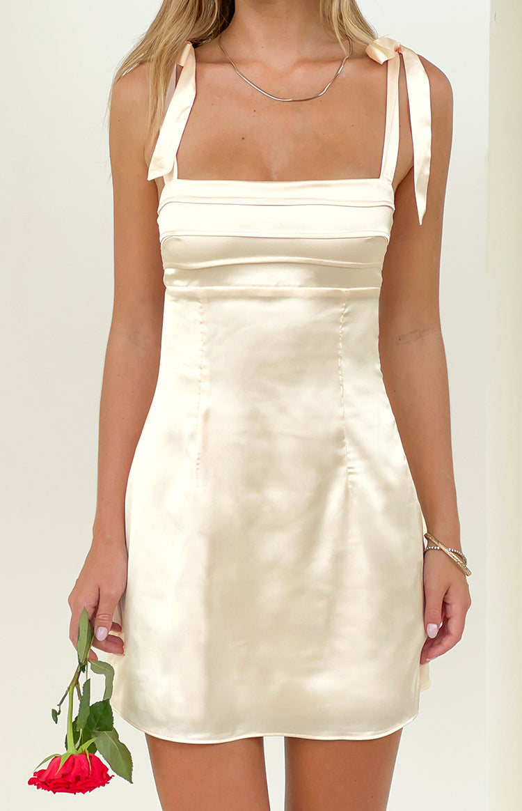 Azira Cream Tie Mini Dress — 3
