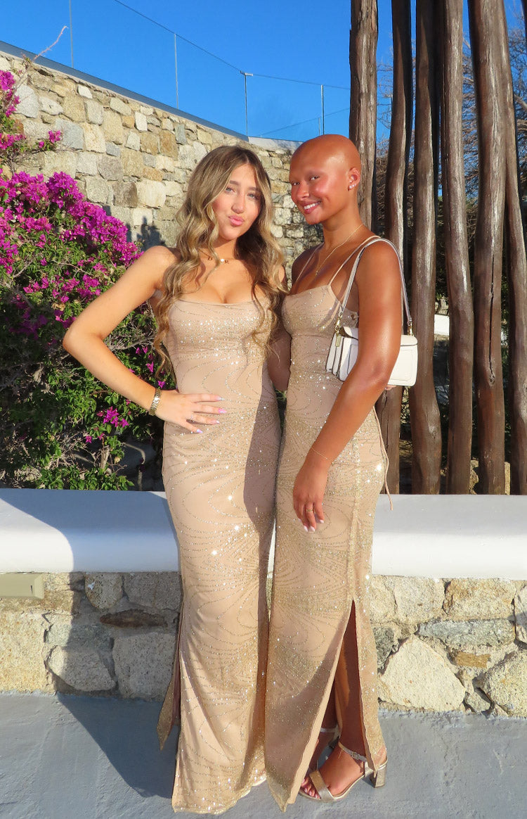Manhattan Slip Formal Dress Gold — 1