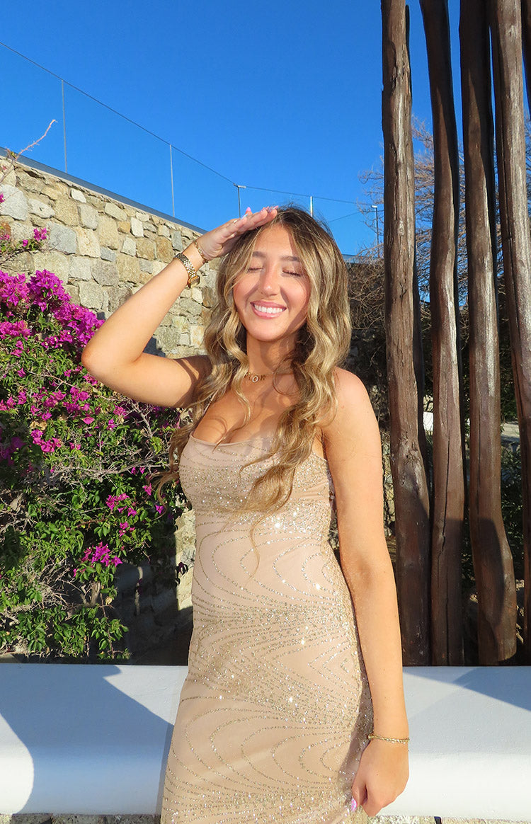 Manhattan Slip Formal Dress Gold — 4