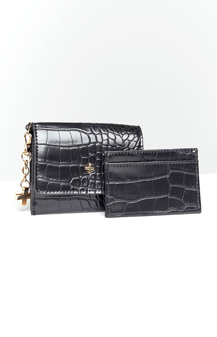 Peta & Jain Chana Wallet Black Croc — 2
