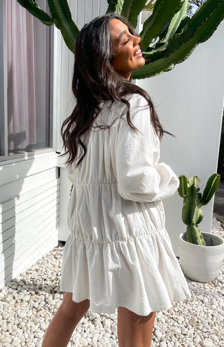 Theodossia Tiered Long Sleeve Dress White — 3