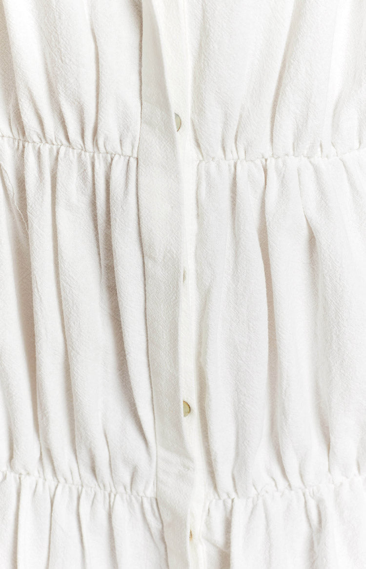 Theodossia Tiered Long Sleeve Dress White — 10