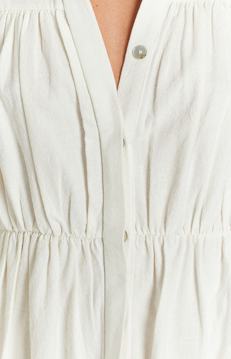 Theodossia Tiered Long Sleeve Dress White — 15