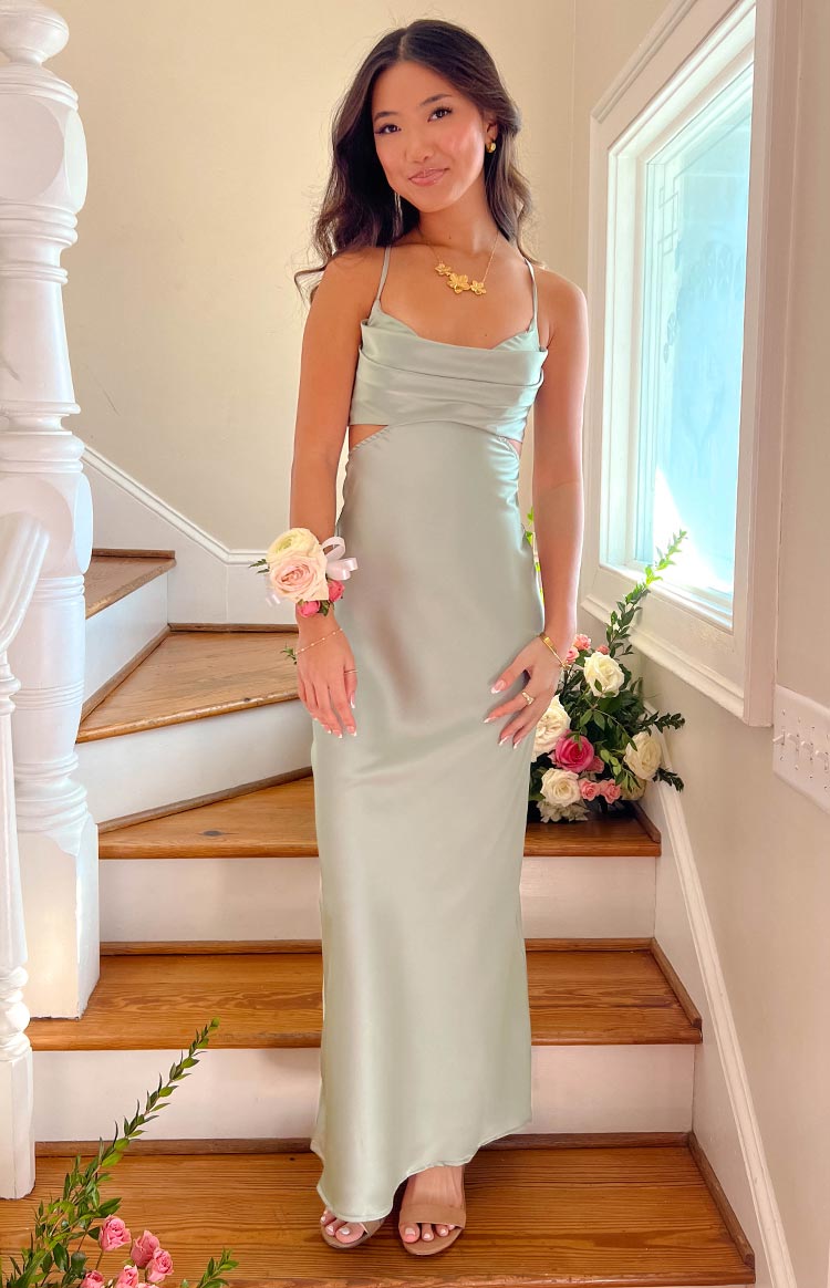 Taleah Cut Out Maxi Dress Sage — 1