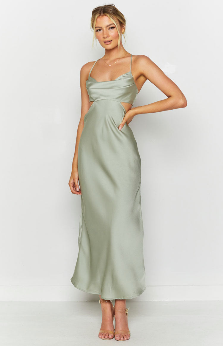 Taleah Cut Out Maxi Dress Sage — 1