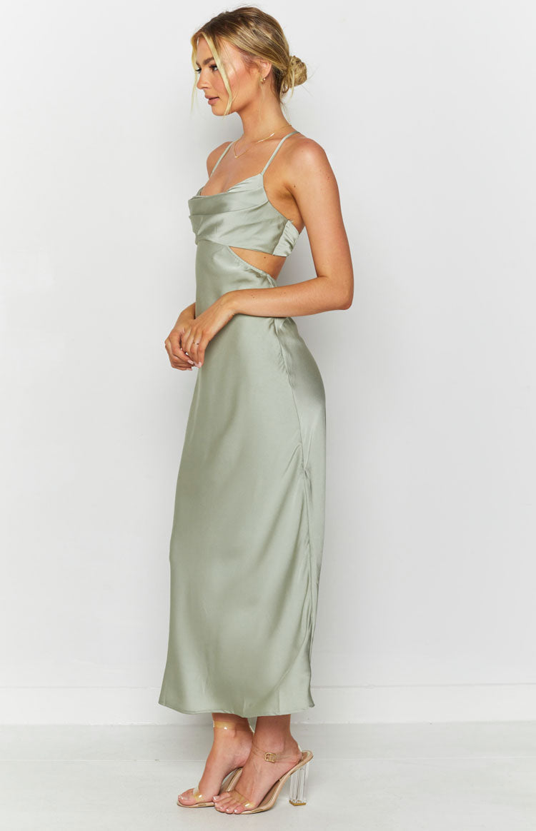 Taleah Cut Out Maxi Dress Sage — 3