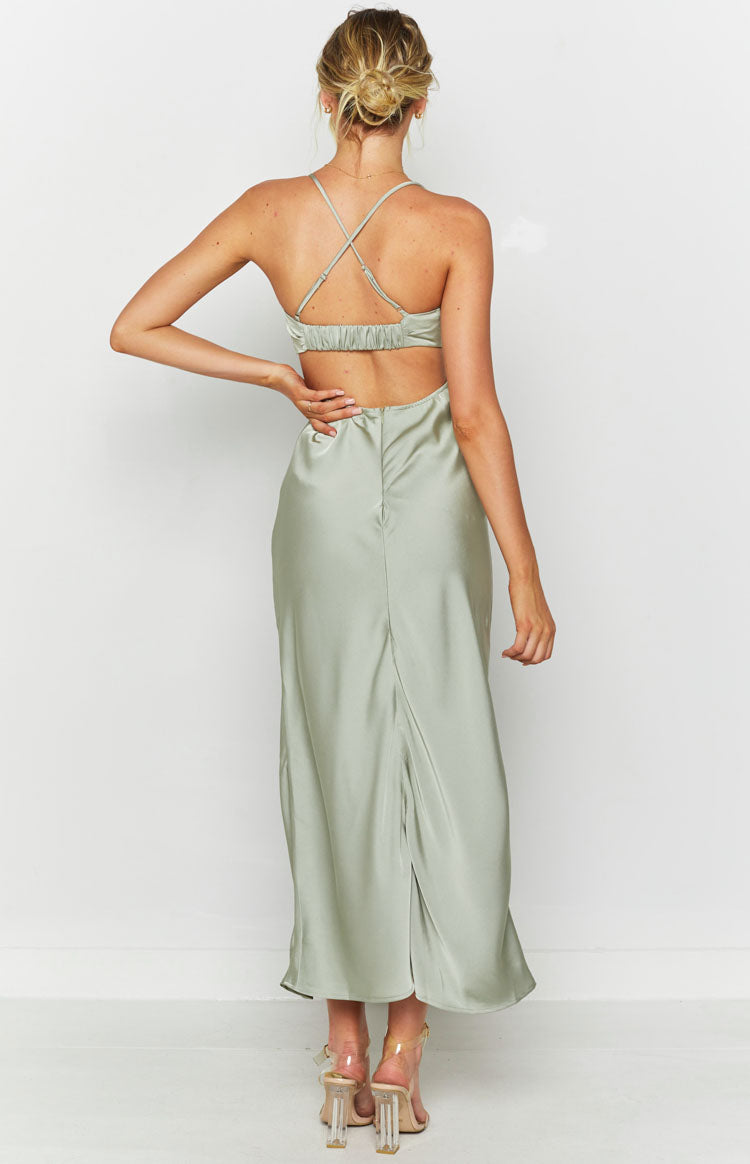 Taleah Cut Out Maxi Dress Sage — 4