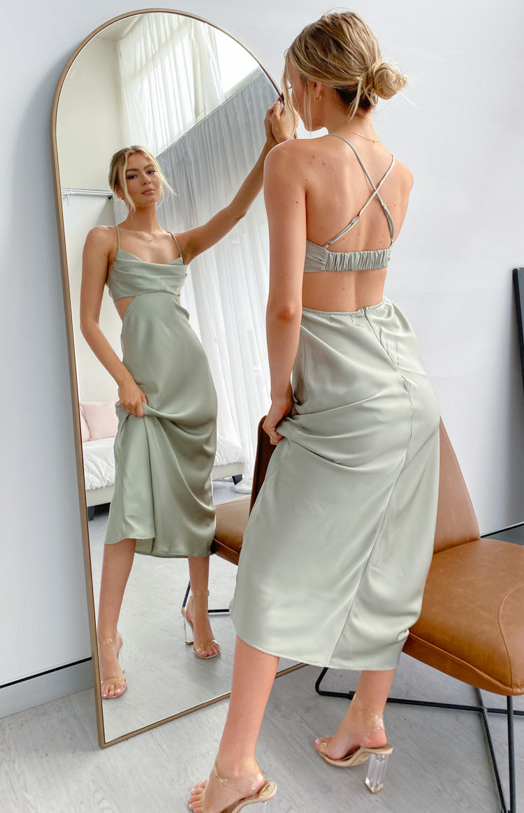 Taleah Cut Out Maxi Dress Sage — 10