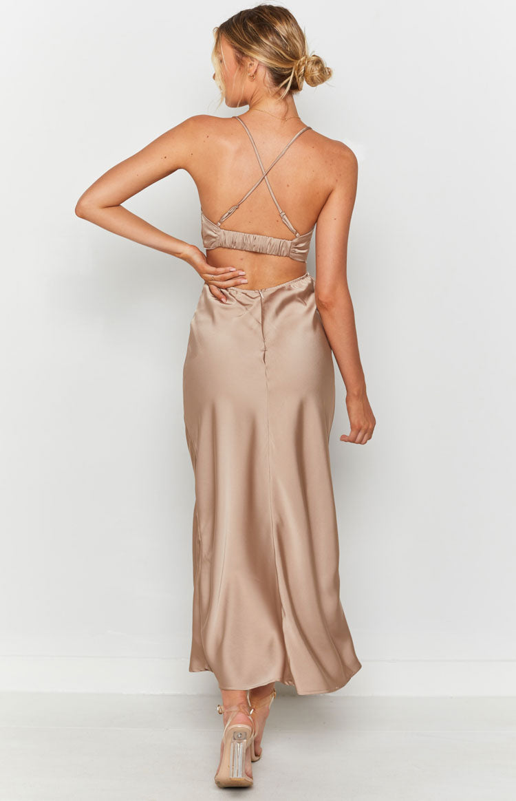 Taleah Cut Out Maxi Dress Mocha — 10