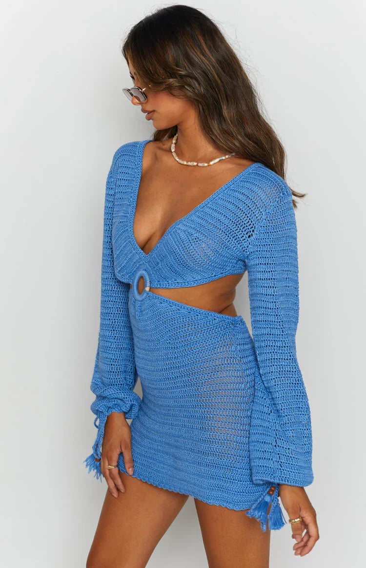 Cleo Crochet Dress Blue — 17