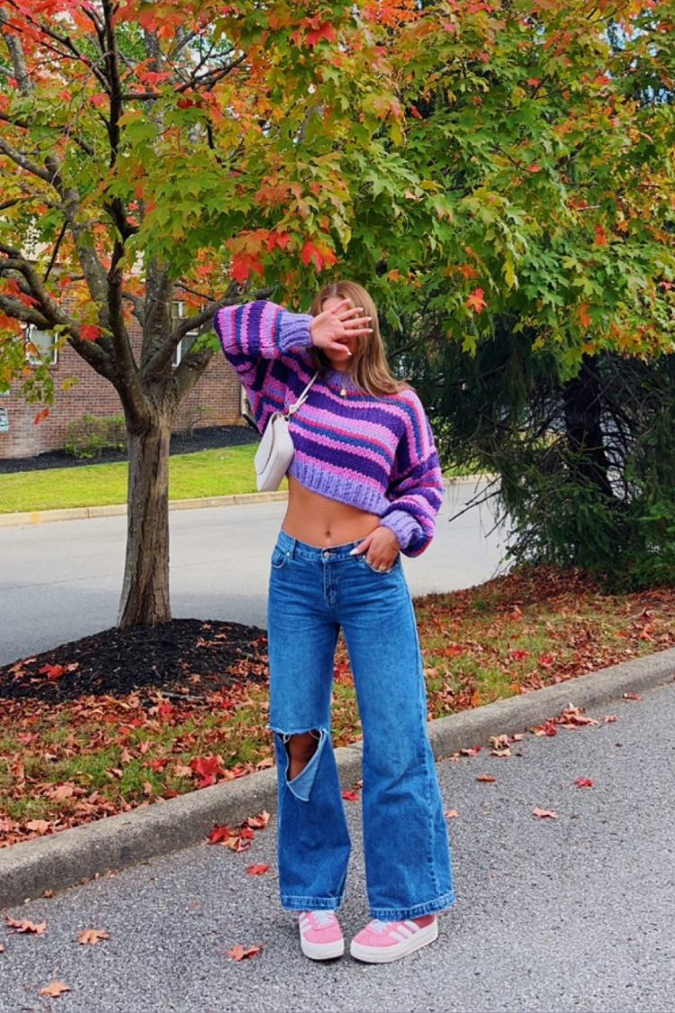 Belmont Stripe Sweater Purple — 1