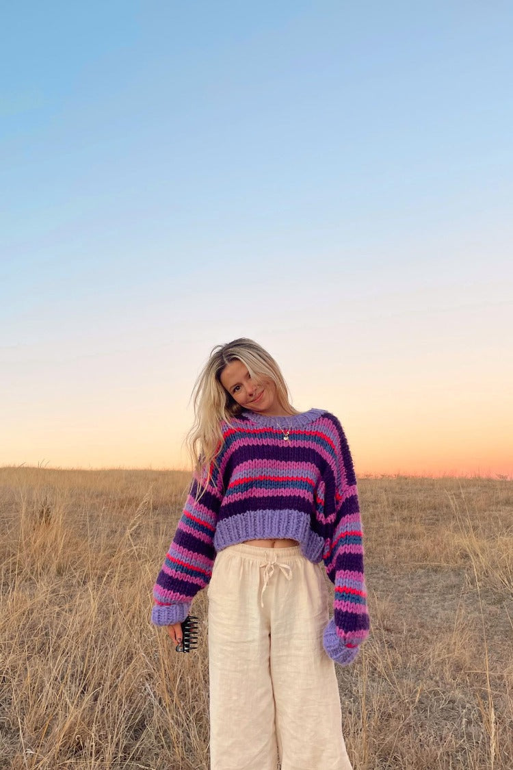 Belmont Stripe Sweater Purple — 6
