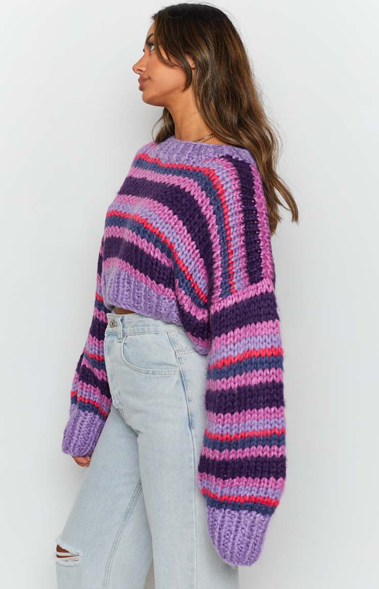 Belmont Stripe Sweater Purple — 11