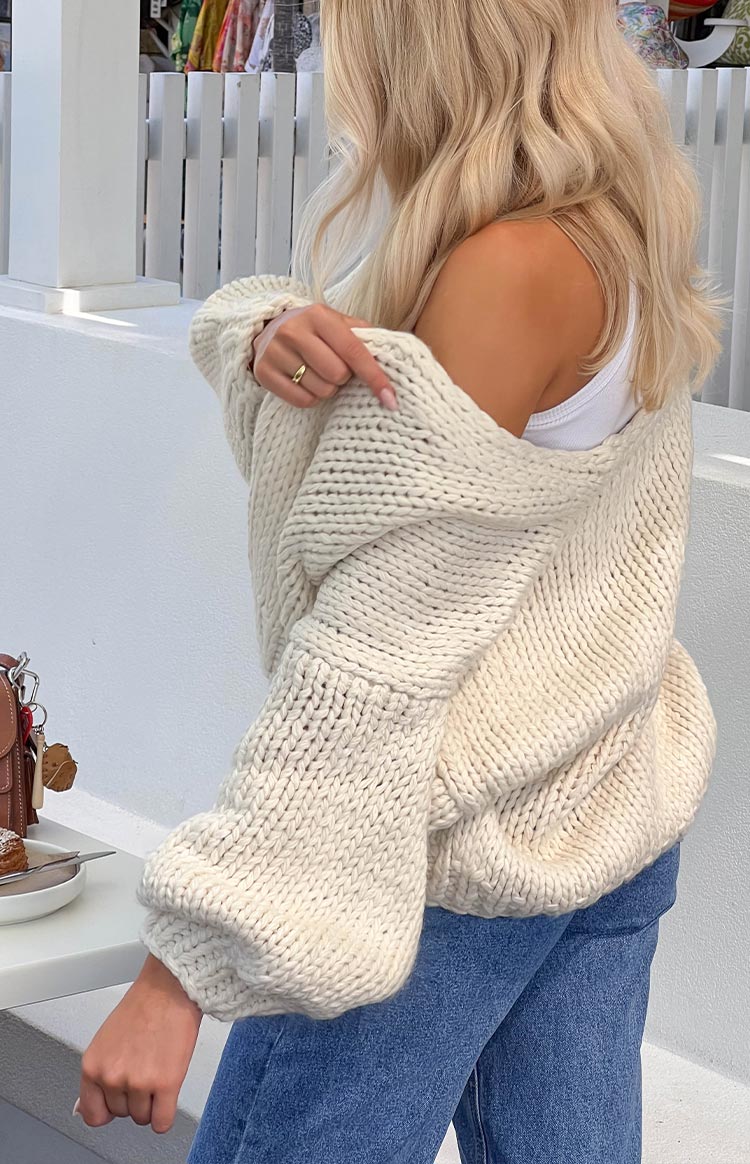 Bad Habits Cream Knit Cardigan — 19