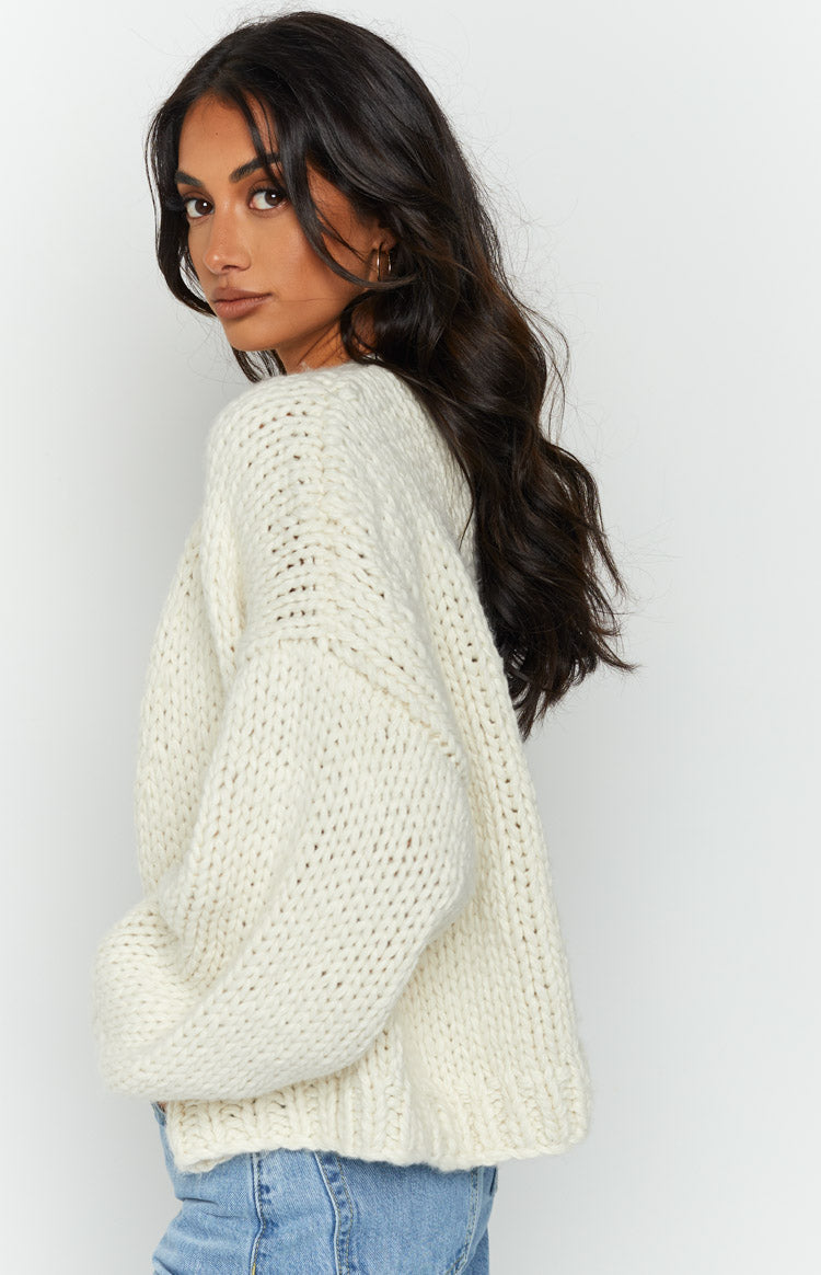 Bad Habits Cream Knit Cardigan — 25
