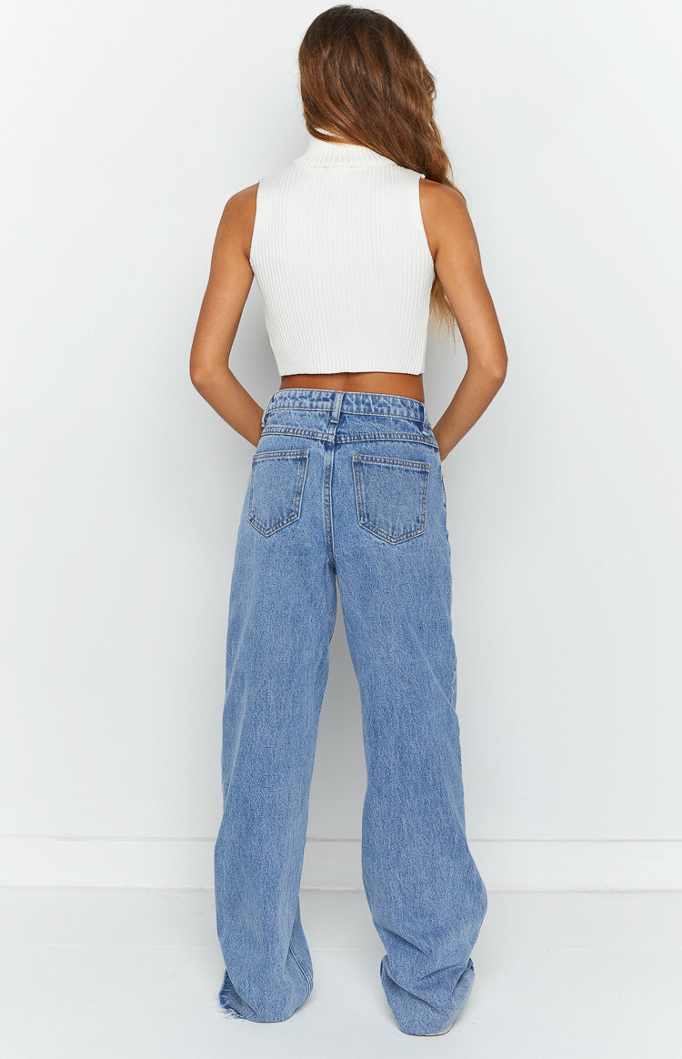 Kansis Blue Uneven Waist Jeans — 5