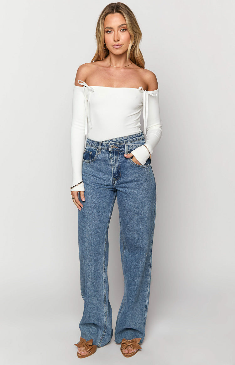 Kansis Blue Uneven Waist Jeans — 6