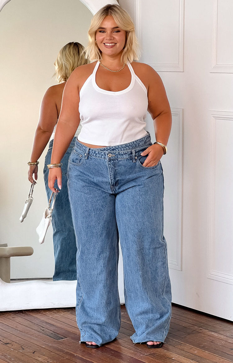 Kansis Blue Uneven Waist Jeans — 25