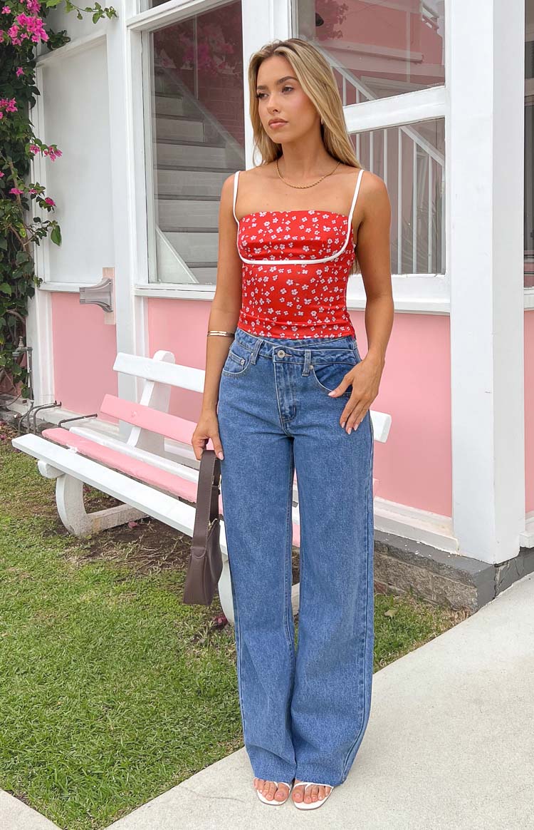 Kansis Blue Uneven Waist Jeans — 17