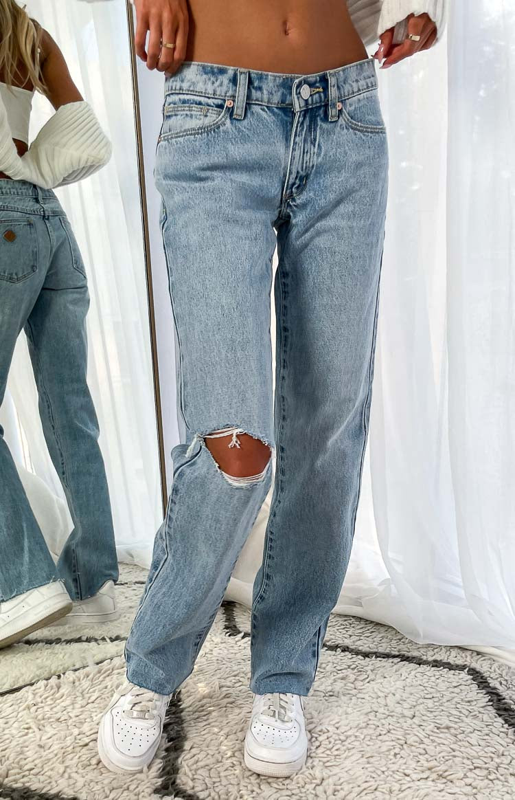 Abrand A 99 Rhonda Blue Rip Low Straight Jean — 1