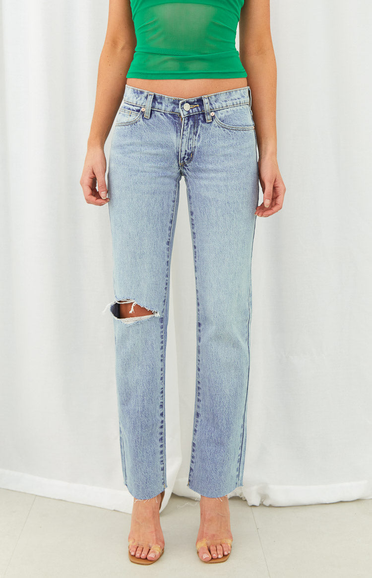 Abrand A 99 Rhonda Blue Rip Low Straight Jean — 7