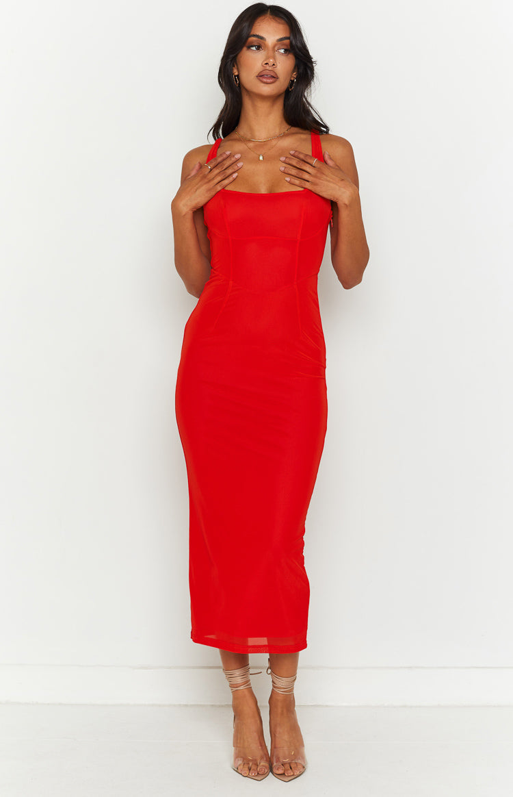 Amber Red Corset Formal Maxi Dress — 2