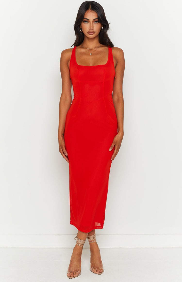 Amber Red Corset Formal Maxi Dress — 5