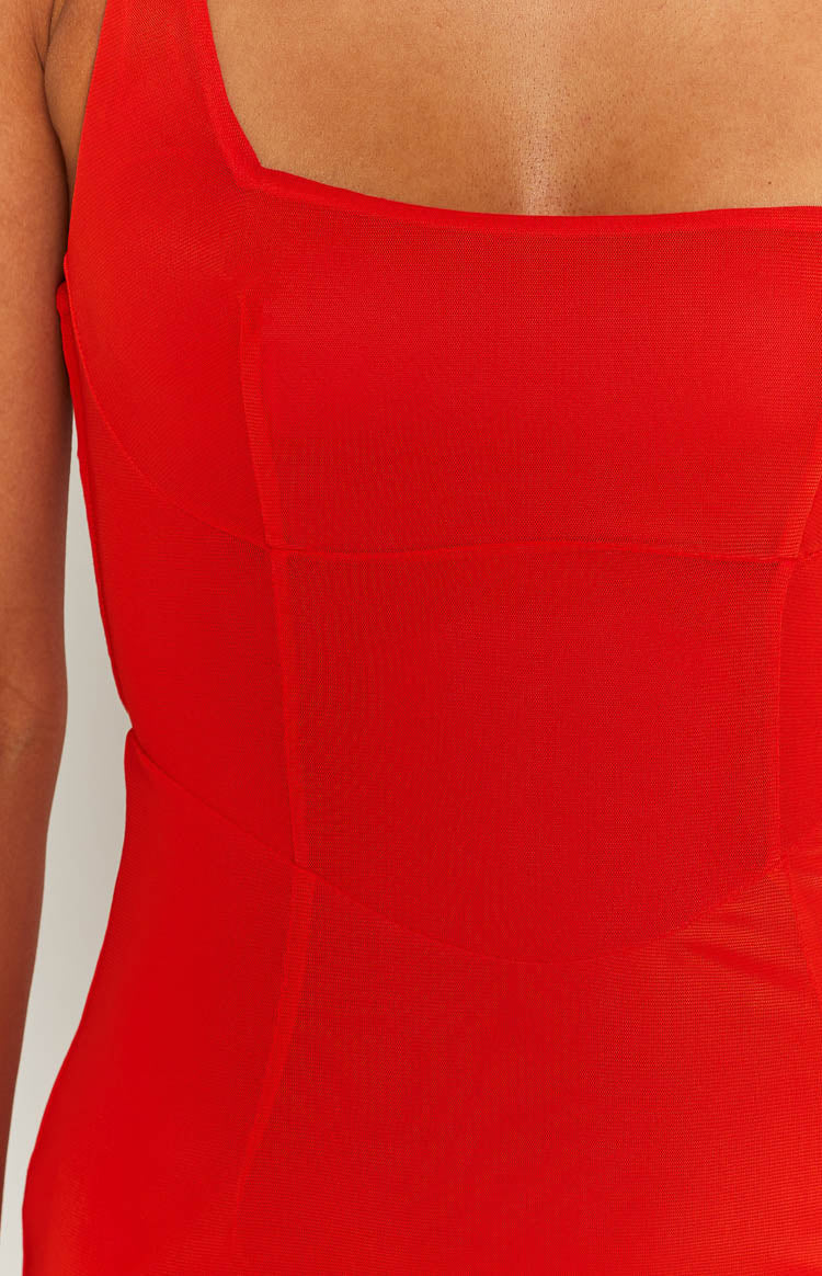 Amber Red Corset Formal Maxi Dress — 6