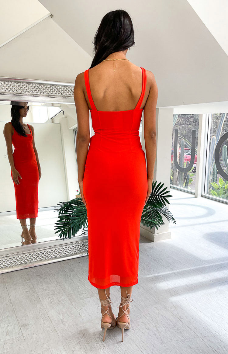 Amber Red Corset Formal Maxi Dress — 7