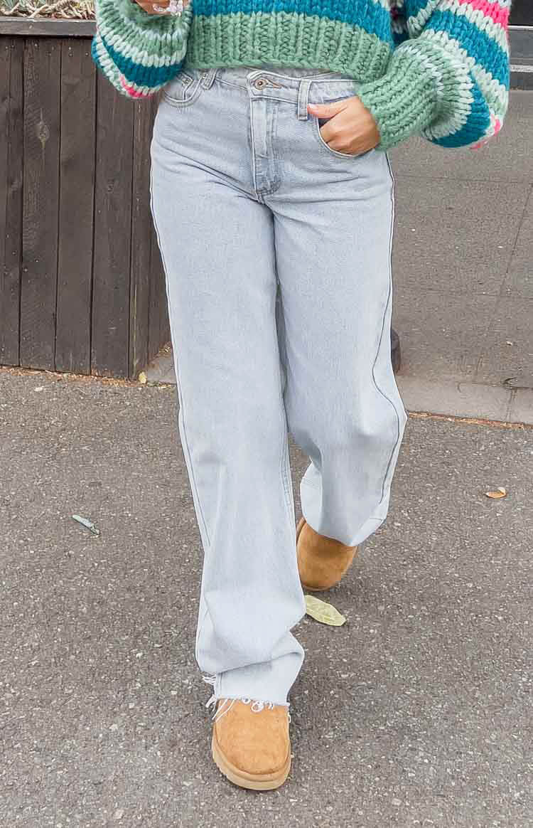 Kansis Light Blue Uneven Waist Jeans — 9