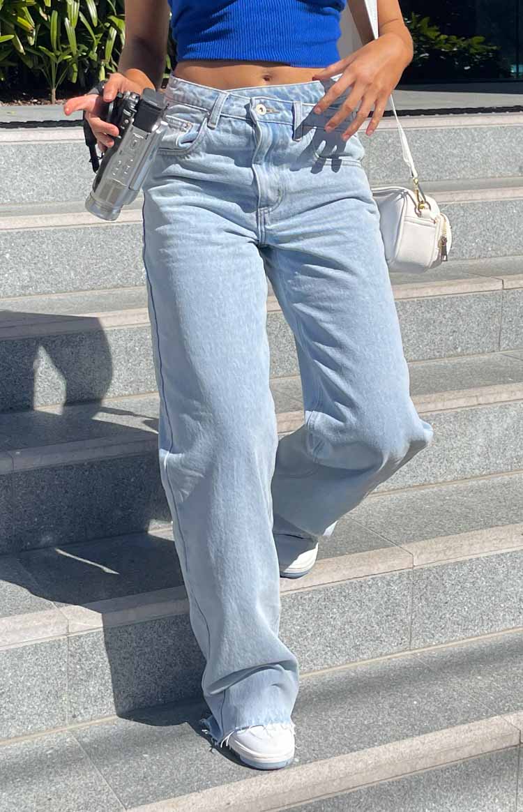 Kansis Light Blue Uneven Waist Jeans — 1