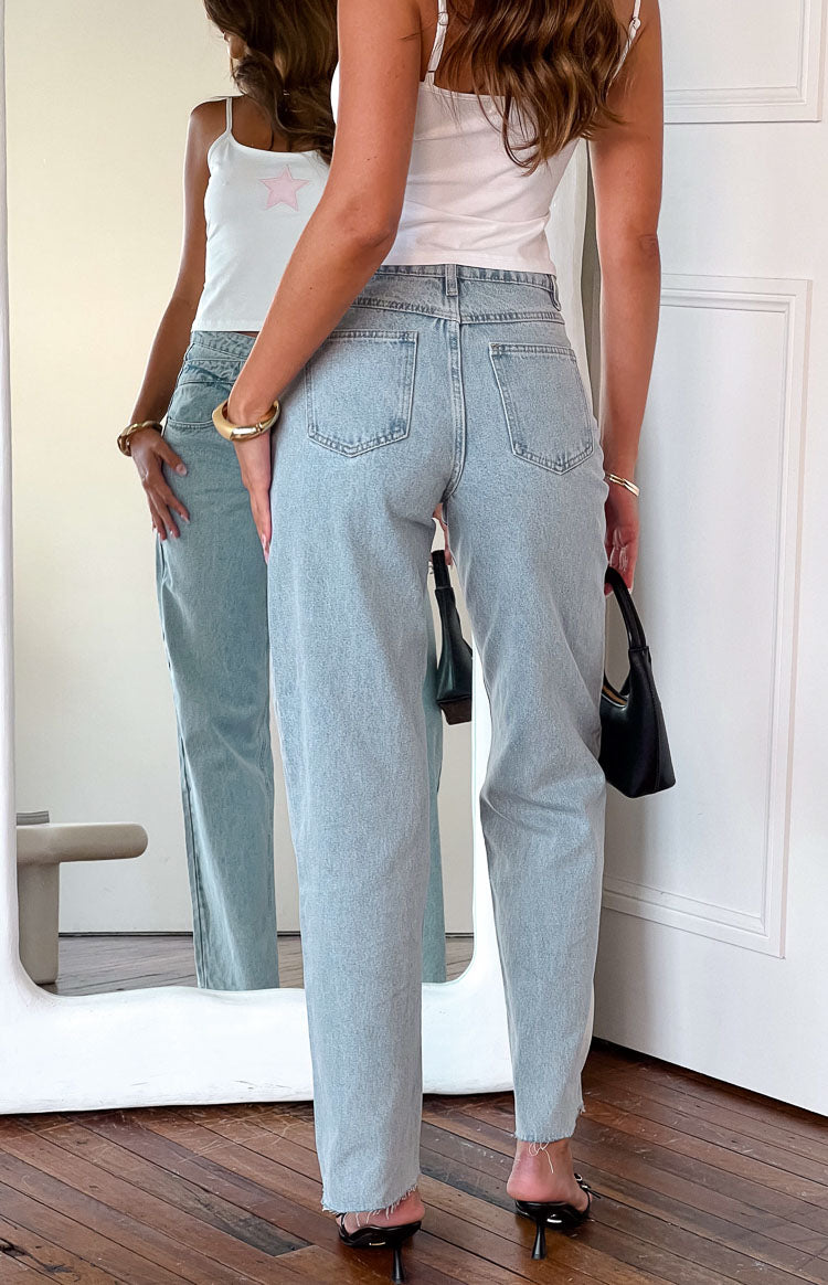 Kansis Light Blue Uneven Waist Jeans — 17