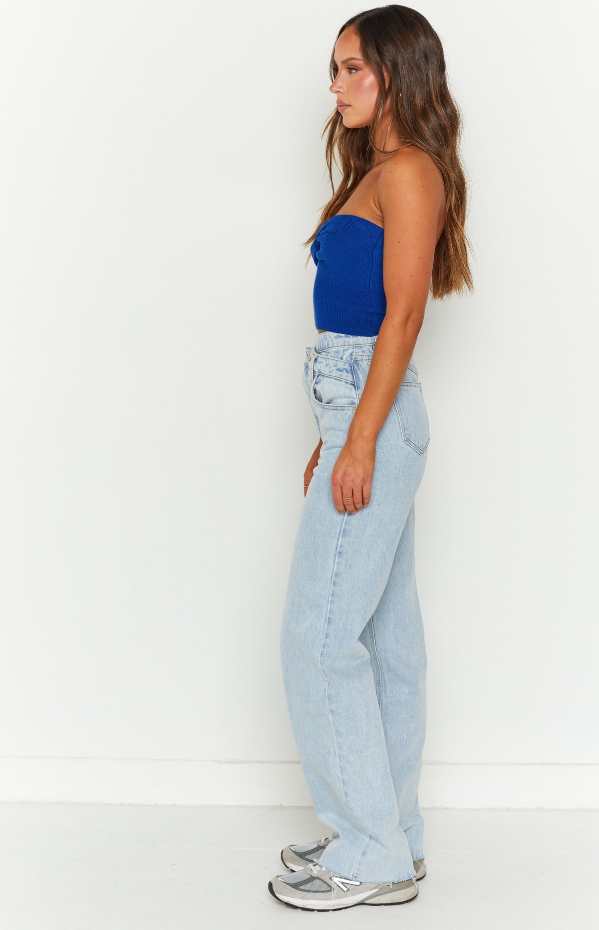 Kansis Light Blue Uneven Waist Jeans — 4