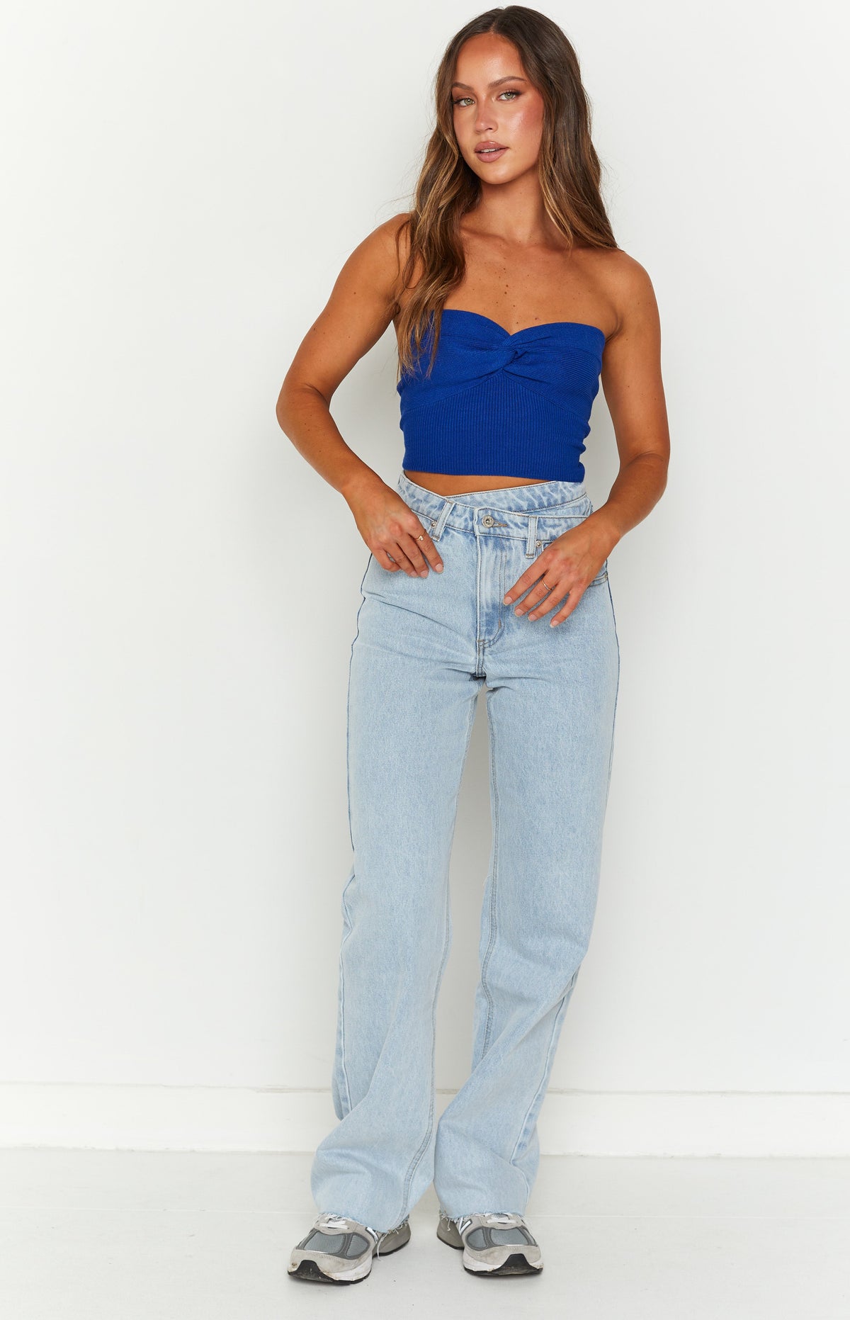 Kansis Light Blue Uneven Waist Jeans — 3