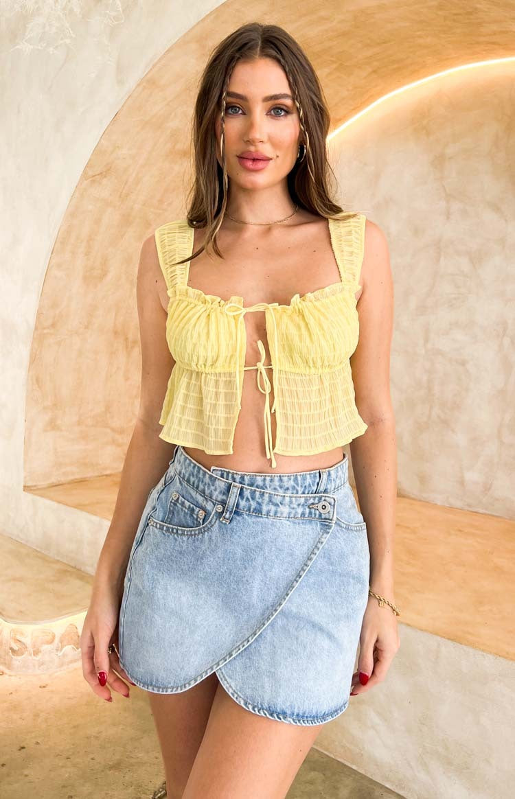 Alcmene Denim Asymmetrical Wrap Mini Skirt — 13