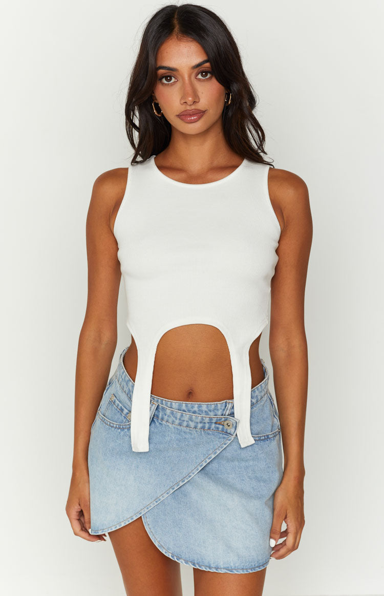 Alcmene Denim Asymmetrical Wrap Mini Skirt — 4