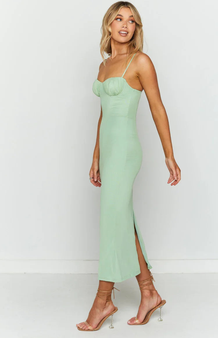 Long Island Green Midi Mesh Dress — 11