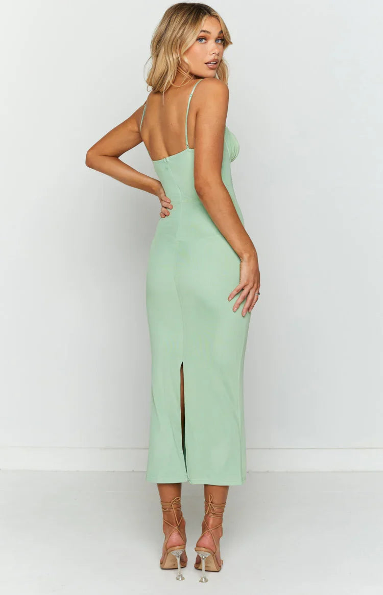 Long Island Green Midi Mesh Dress — 12