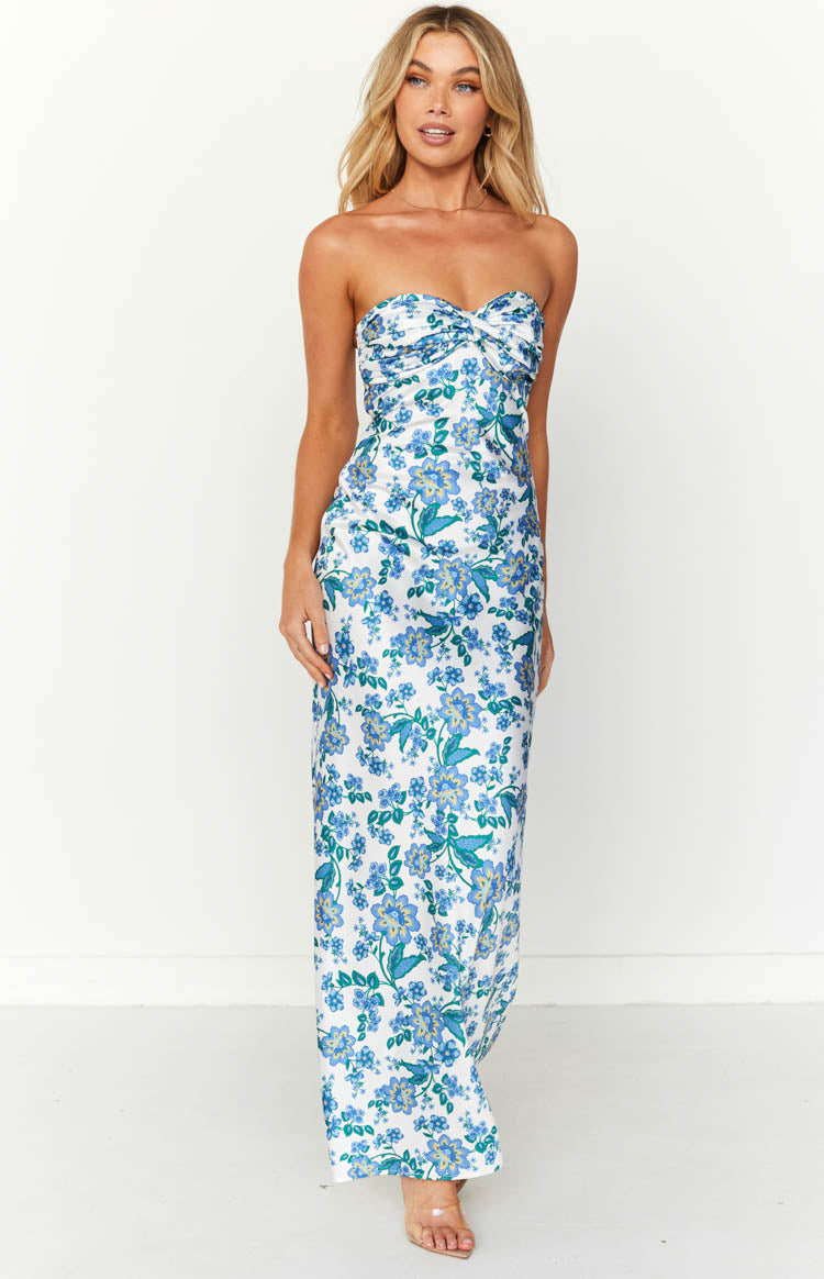 Ashley Blue Floral Formal Maxi Dress — 2