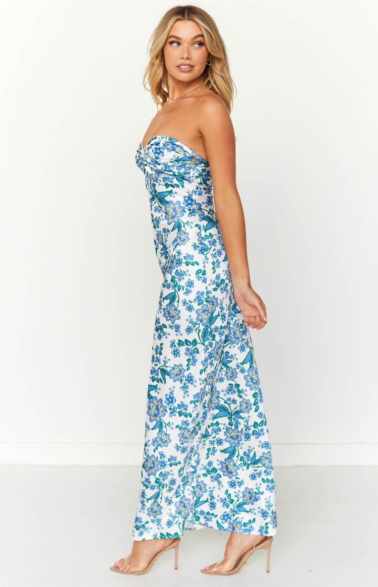 Ashley Blue Floral Formal Maxi Dress — 6