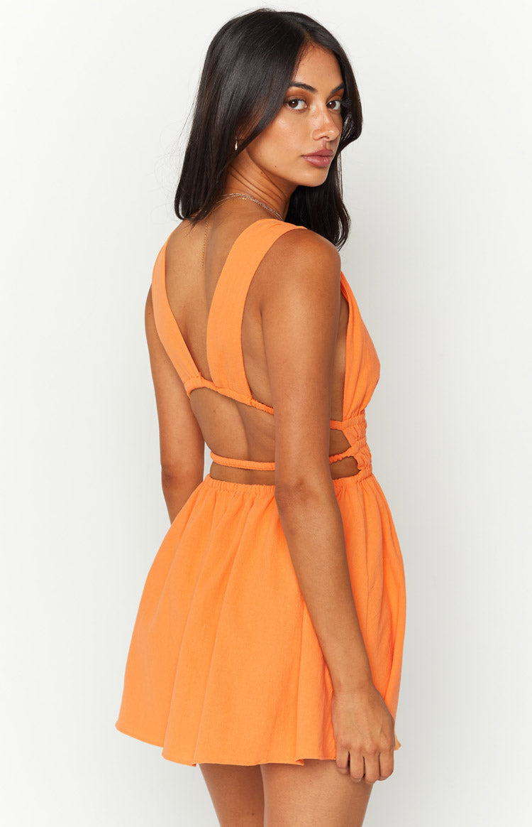 Genovia Crinkle Orange Mini Dress — 5
