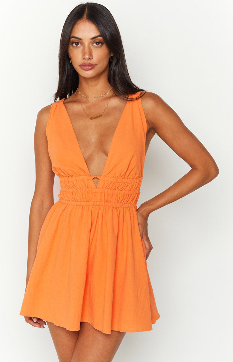 Genovia Crinkle Orange Mini Dress — 1