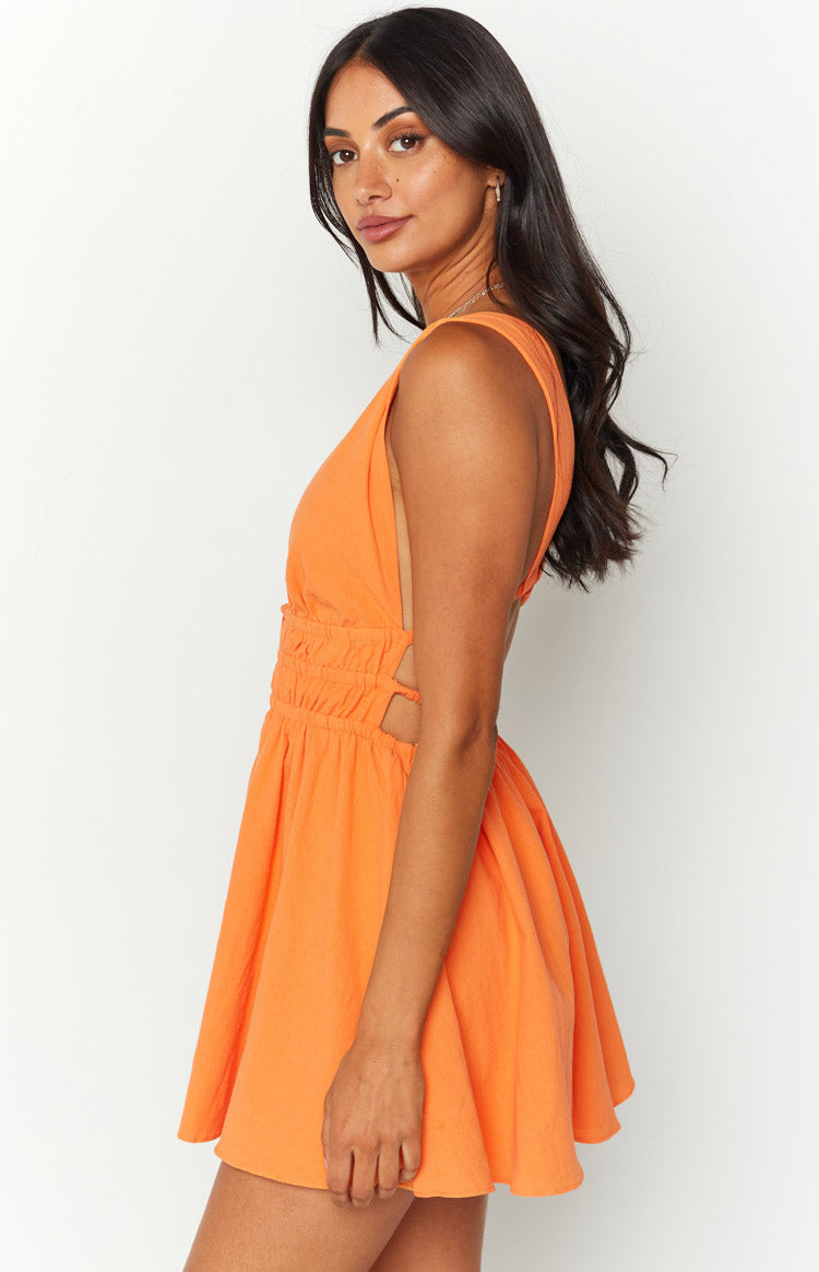 Genovia Crinkle Orange Mini Dress — 4
