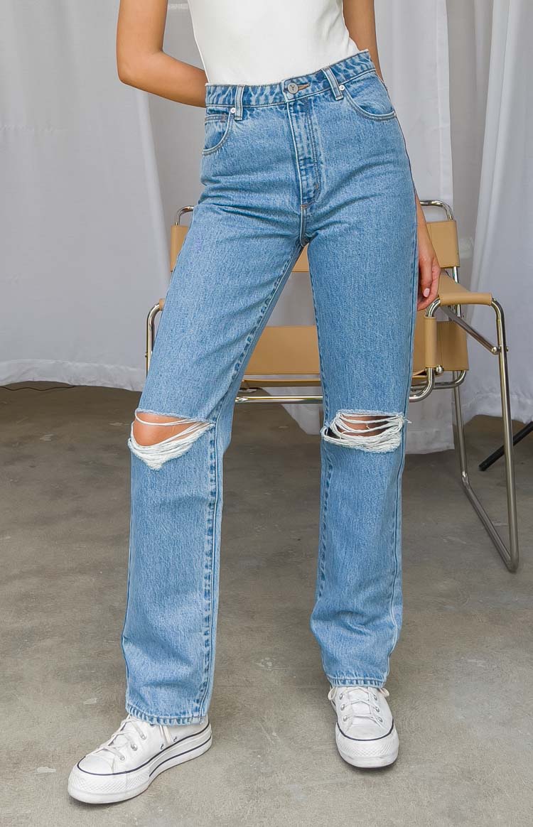 ABRAND A 94 High Straight Georgia Rip Blue Jeans — 1