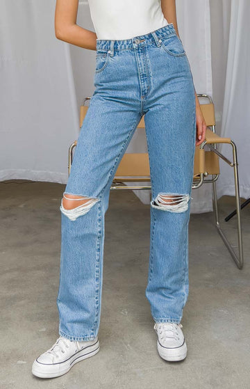 ABRAND A 94 High Straight Georgia Rip Blue Jeans — 1