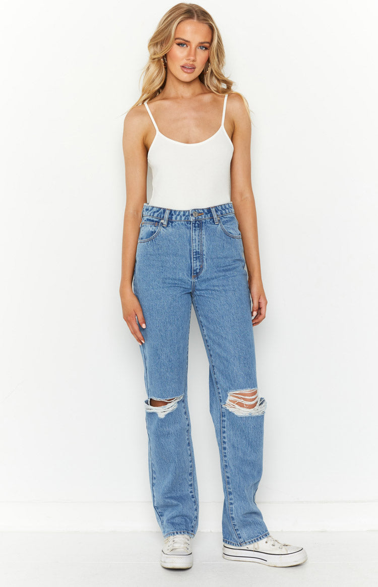 ABRAND A 94 High Straight Georgia Rip Blue Jeans — 2