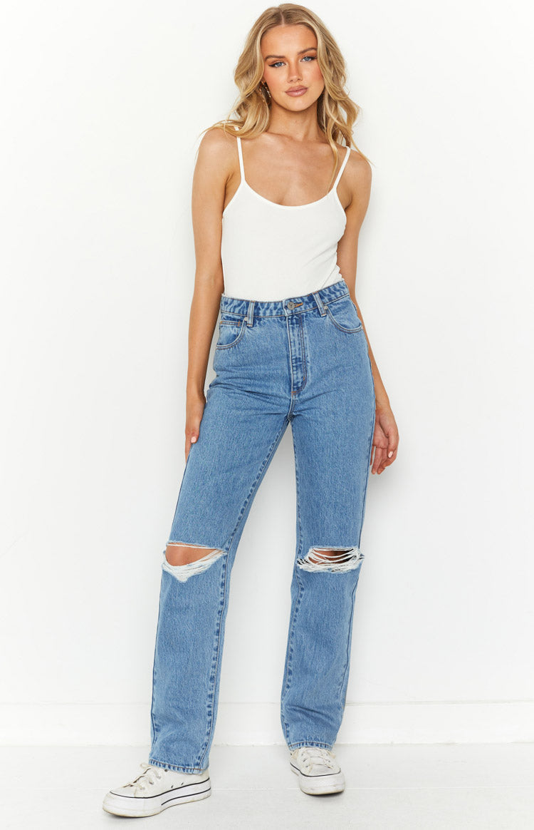 ABRAND A 94 High Straight Georgia Rip Blue Jeans — 3