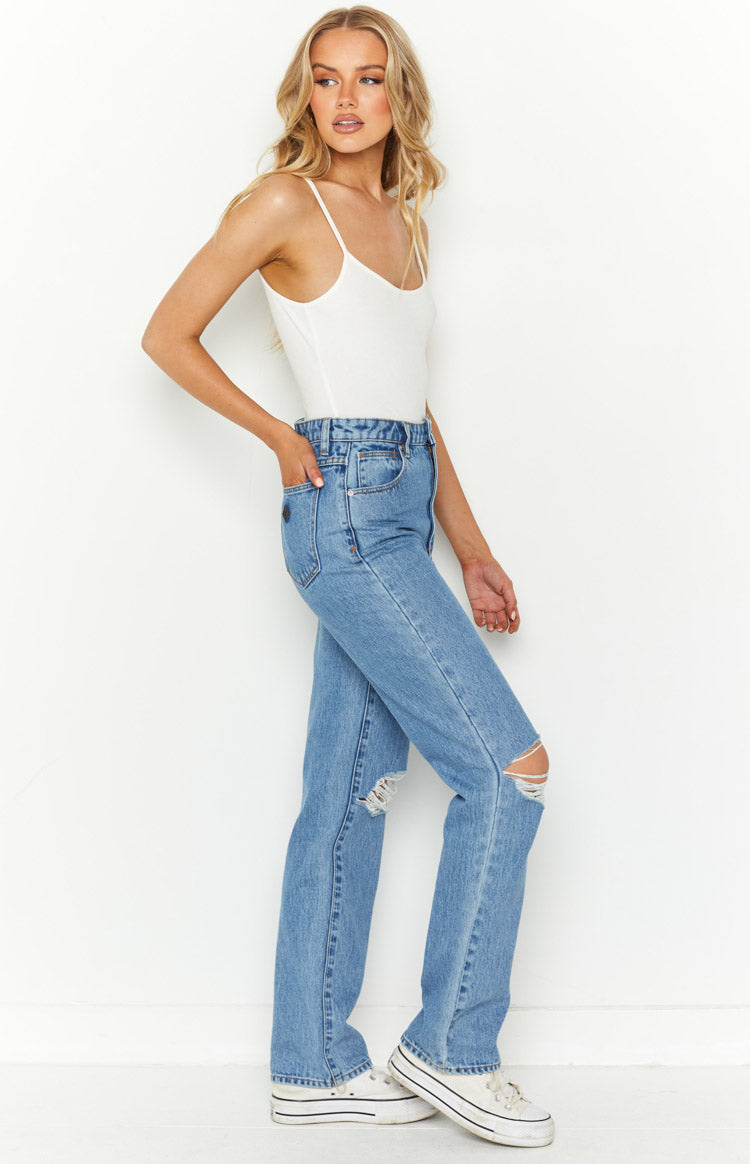 ABRAND A 94 High Straight Georgia Rip Blue Jeans — 4