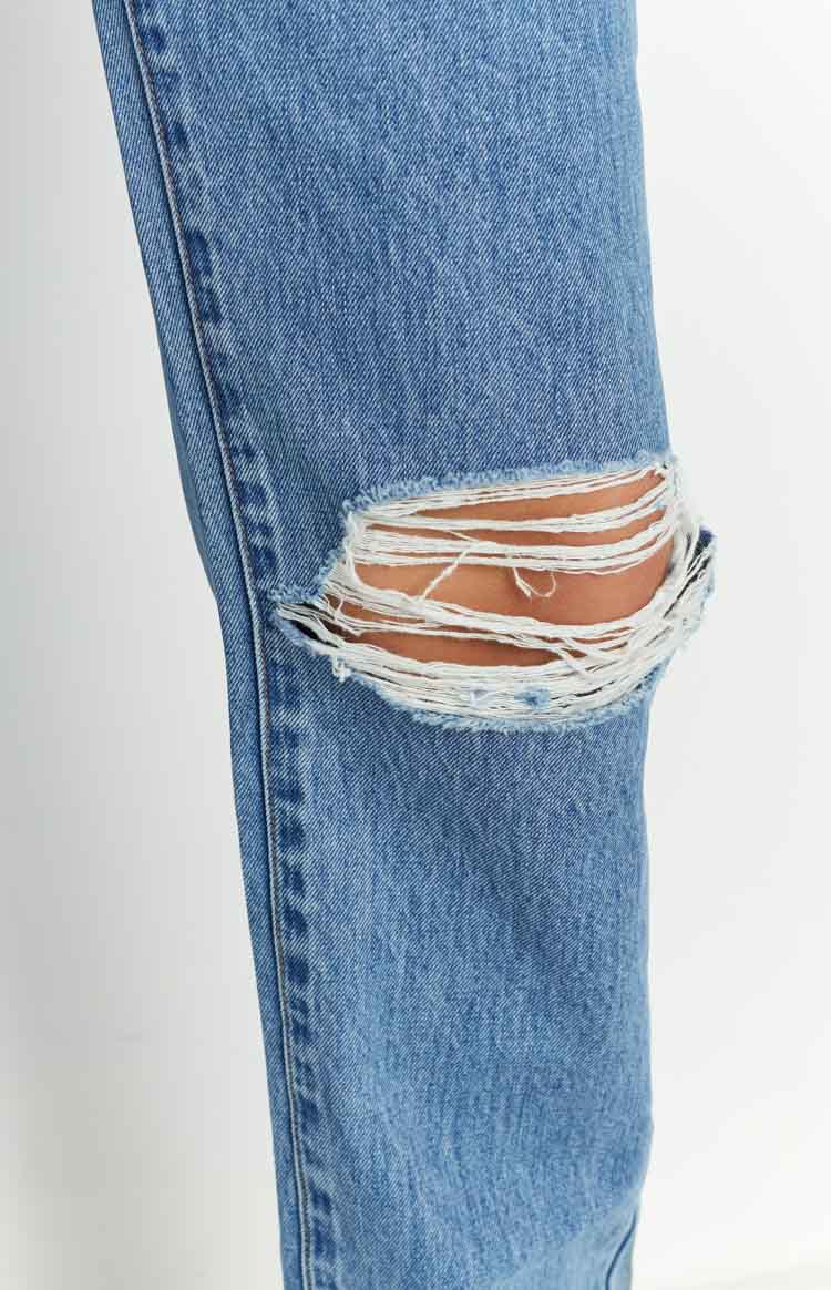 ABRAND A 94 High Straight Georgia Rip Blue Jeans — 6